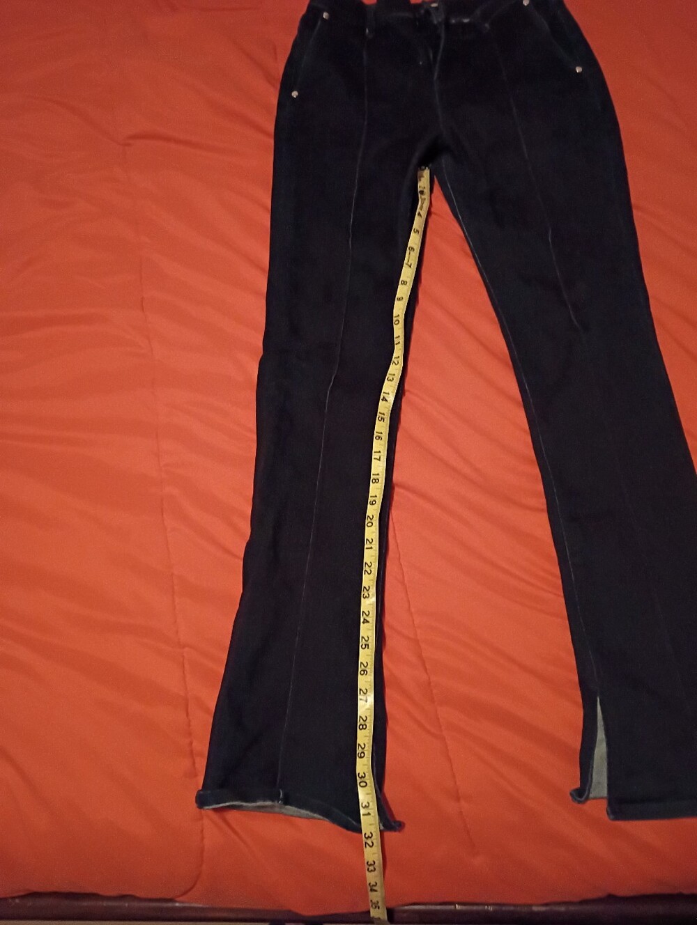 Express Dark Blue Women's Skyscraper Mid Rise Jeans. With Split Boot Flare - Picture 8 of 8